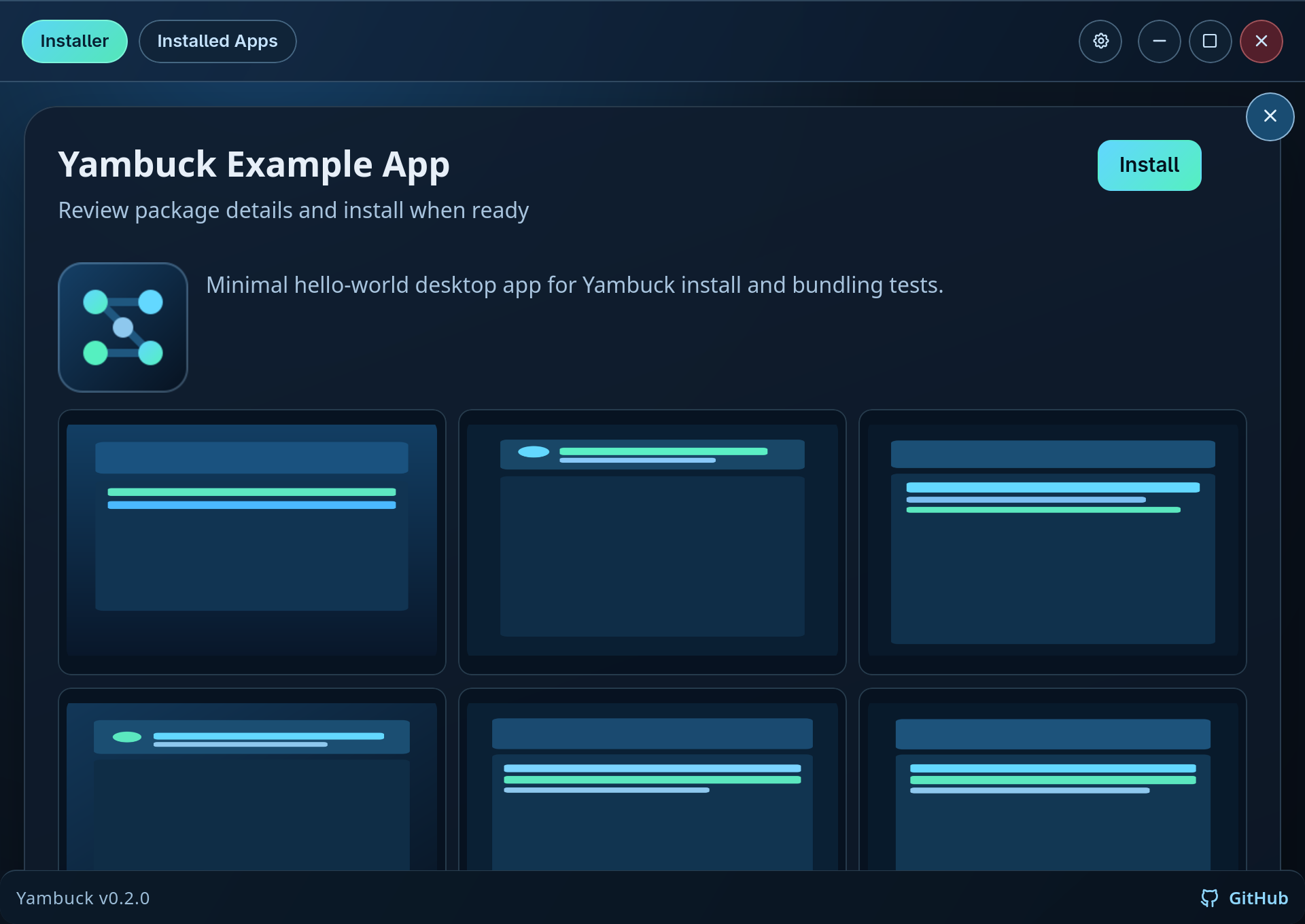 Yambuck package details screen